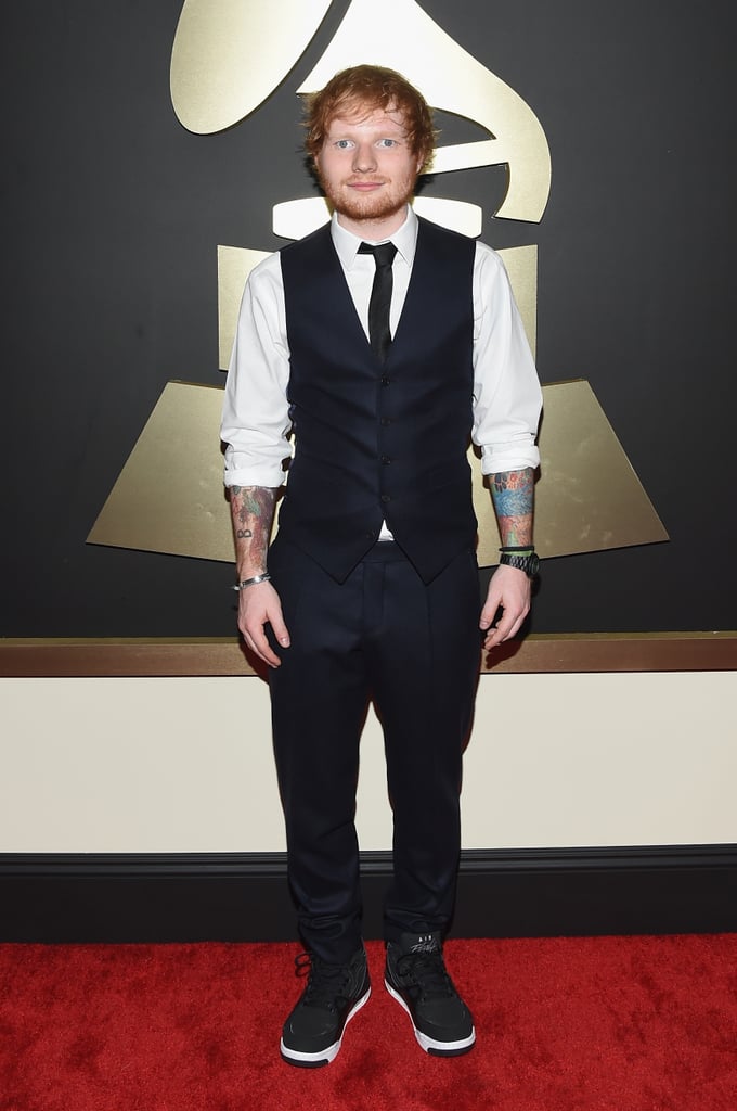 Ed Sheeran Celebrities on the Red Carpet at the Grammys 2015