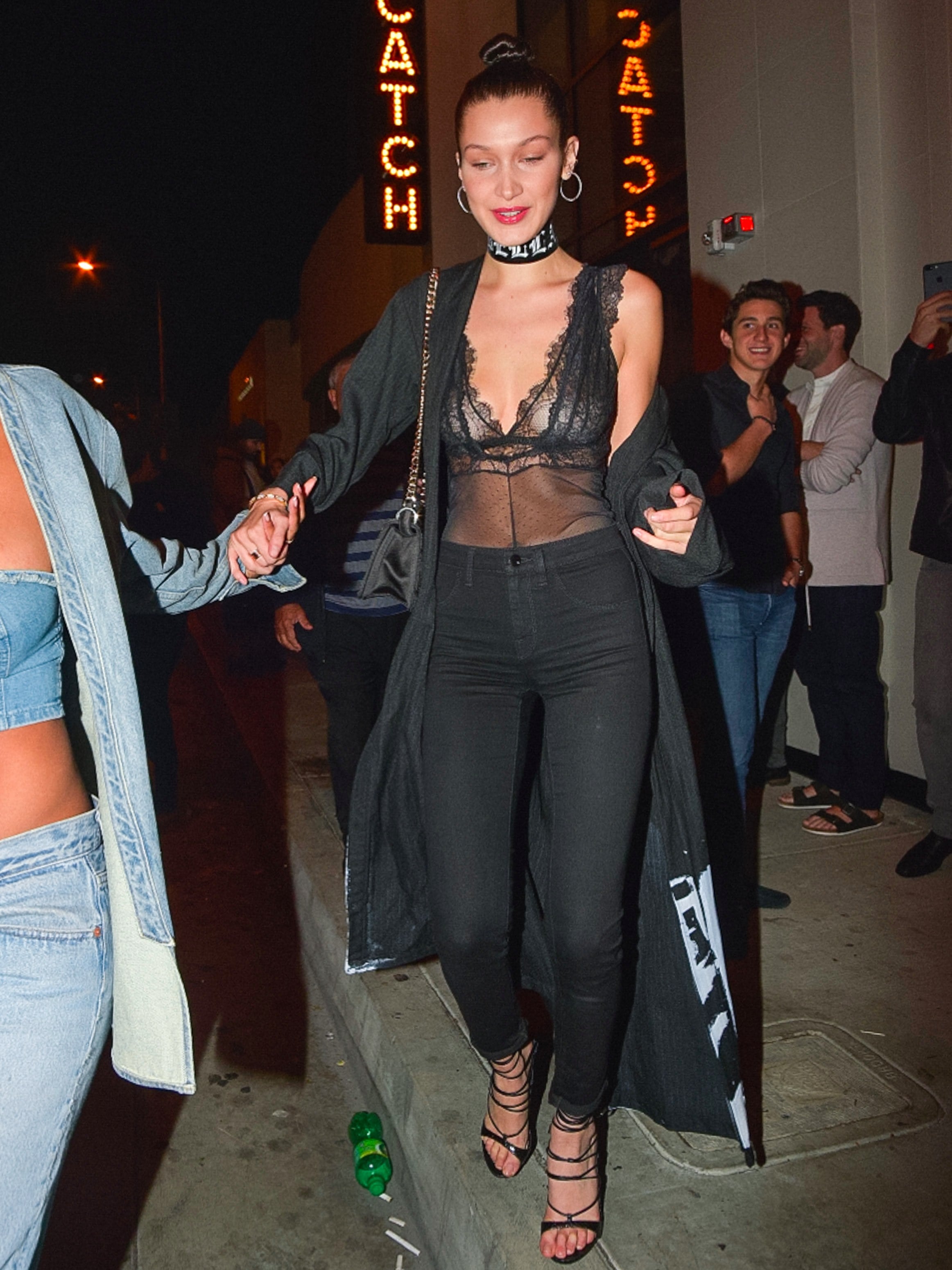 Bella Hadid Wore a Sheer Bodysuit in NYC