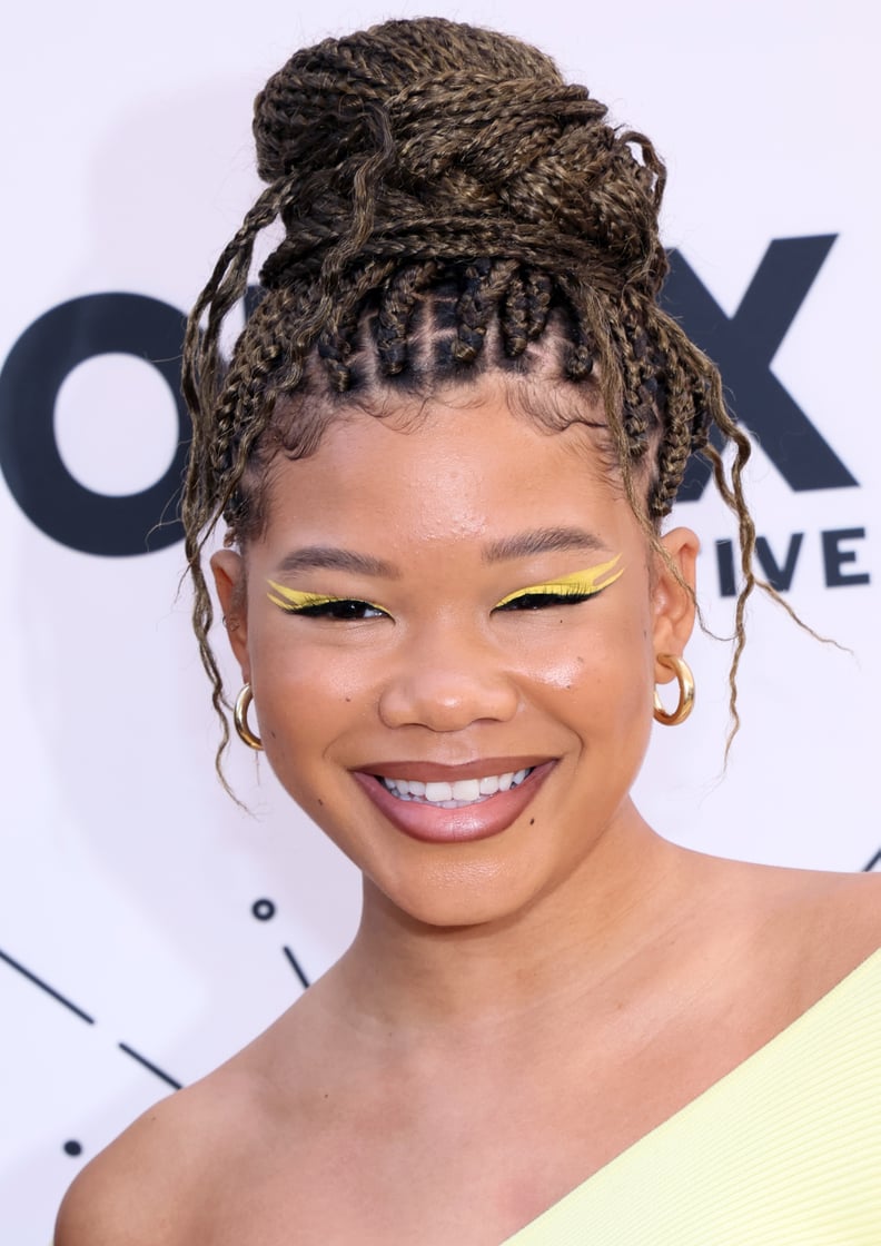 Storm Reid's Blue Cornrow Braids Hairstyle