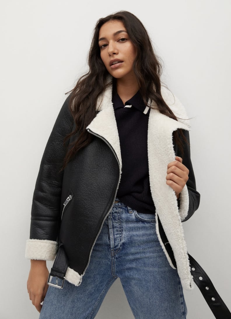 Mango Faux Shearling Oversized Coat