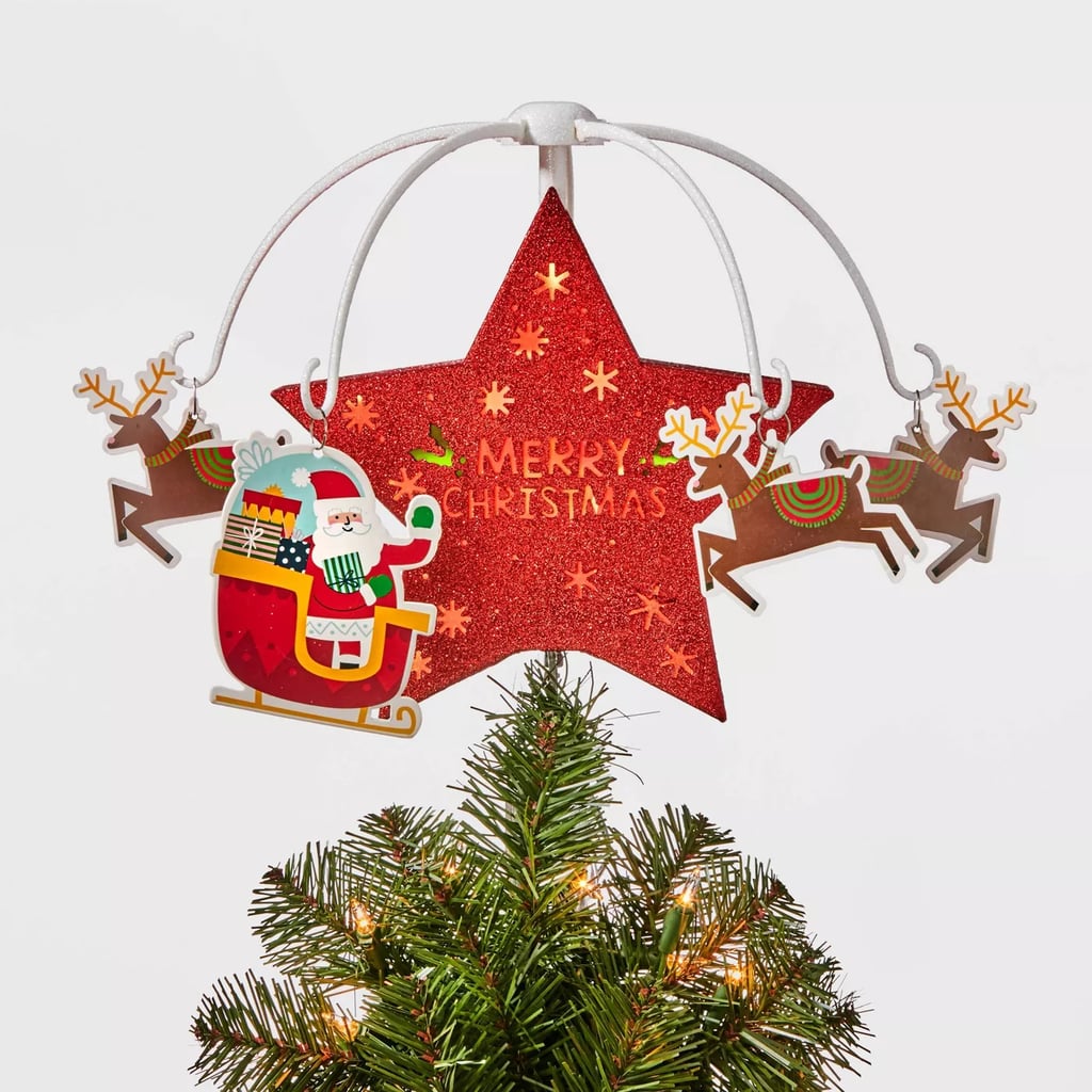 Light Star Santa Reindeer Spinning LED Tree Topper