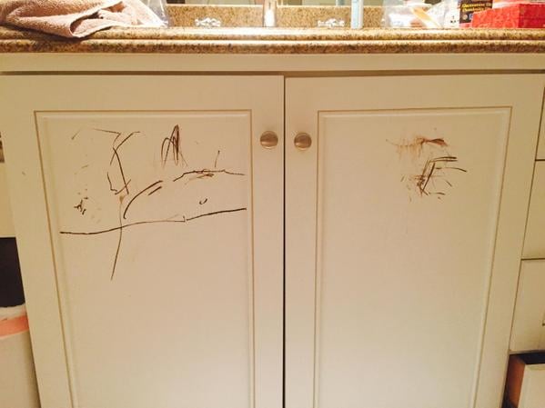 When Jack drew on their bathroom cabinets with Anna's eyeliner.