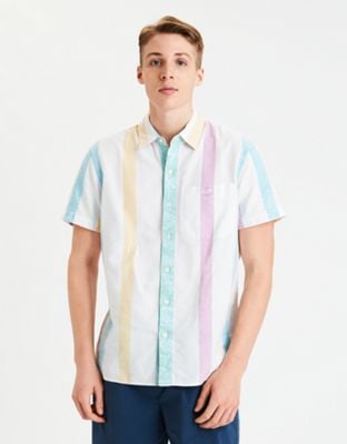 AE Striped Short Sleeve Button-Up Shirt