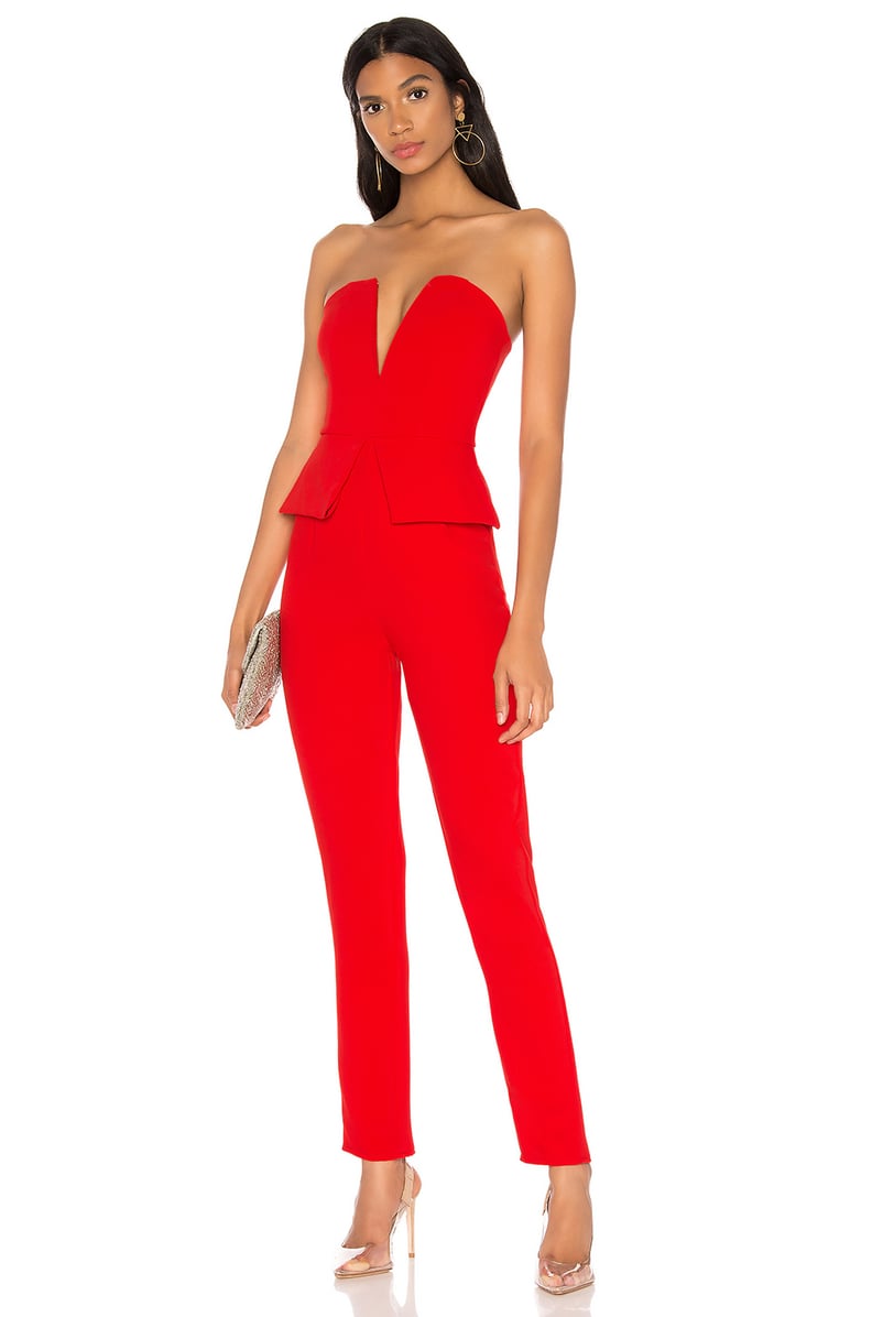 Superdown Pepper Strapless Jumpsuit in Red