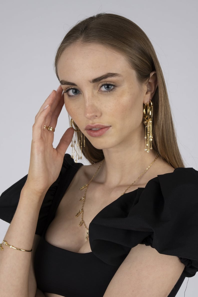 Our Pick: Bonheur. Jewelry Juliette Hoop Earrings With Dangling Chains