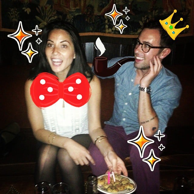 Olivia Munn added fun stickers to her photo with a friend. 
Source: Instagram user oliviamunn