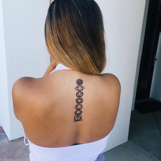 Jordyn Woods's 7 Chakras Back Tattoo