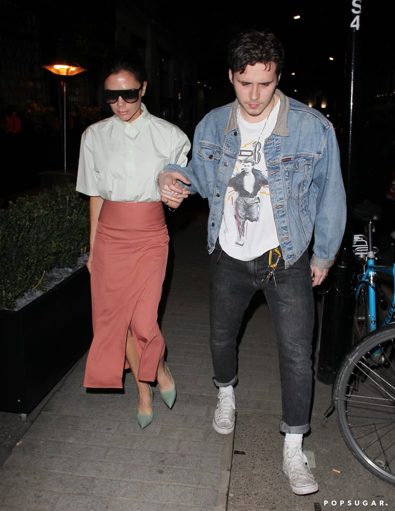 Victoria and Brooklyn Beckham Out in London March 2018