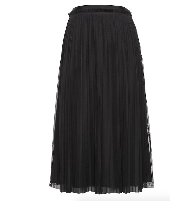 Pleated Tulle Midi Skirt