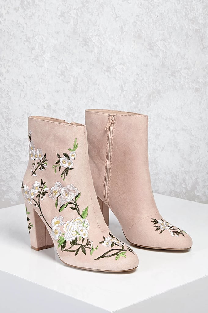 Forever 21 Faux Suede Embroidered Boots 