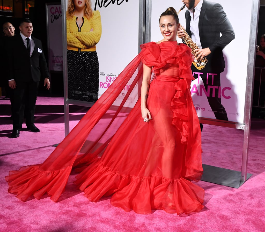 Miley Cyrus's Red Dress at Isn't It Romantic Premiere | POPSUGAR ...