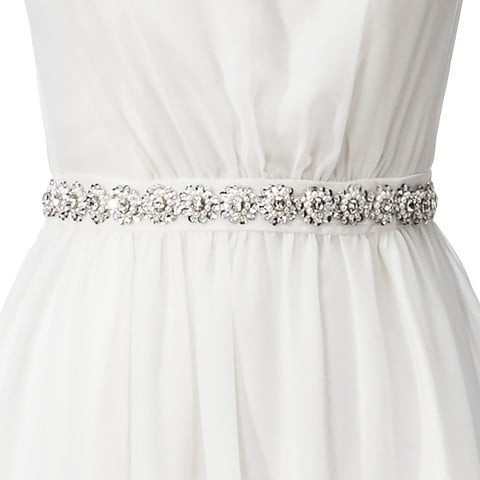TevolioTM Organza Bridal Sash With Pearl and Bead Floral Detail ($25)