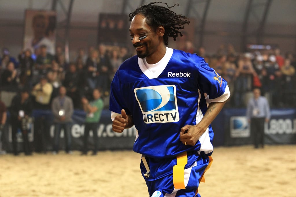 Snoop Dogg jogged it off during the celebrity football game in 2012.