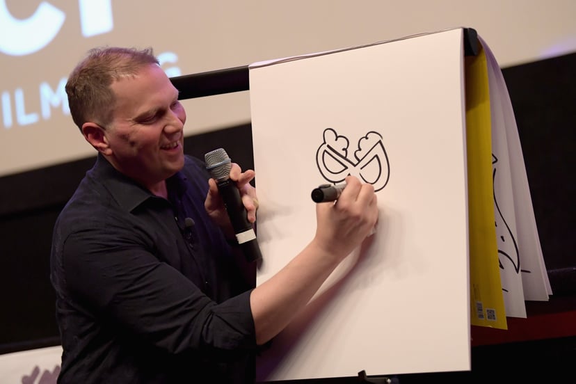 GREENWICH, CT - JUNE 01:  Author Dav Pilkey speaks to moviegoers after the screening of Captain Underpants during Greenwich International Film Festival, Day 1 on June 1, 2017 in Greenwich, Connecticut.  (Photo by Ben Gabbe/Getty Images for Greenwich Inter