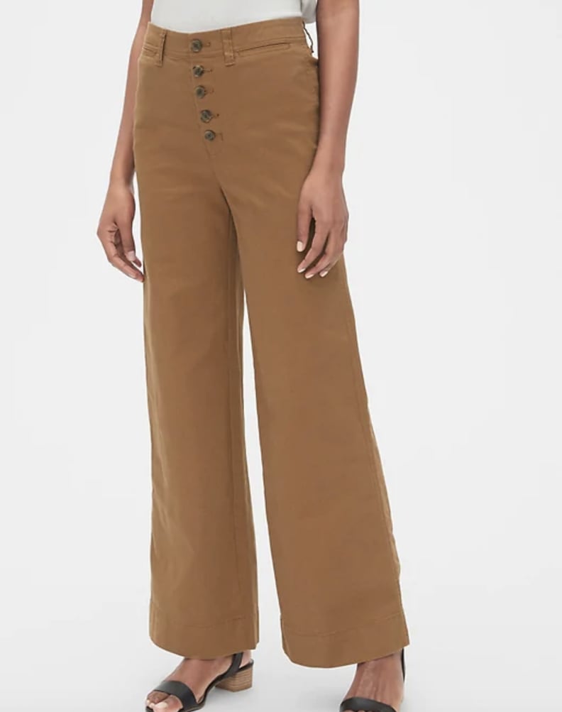 Gap High Rise Button-Fly Wide-Leg Chinos