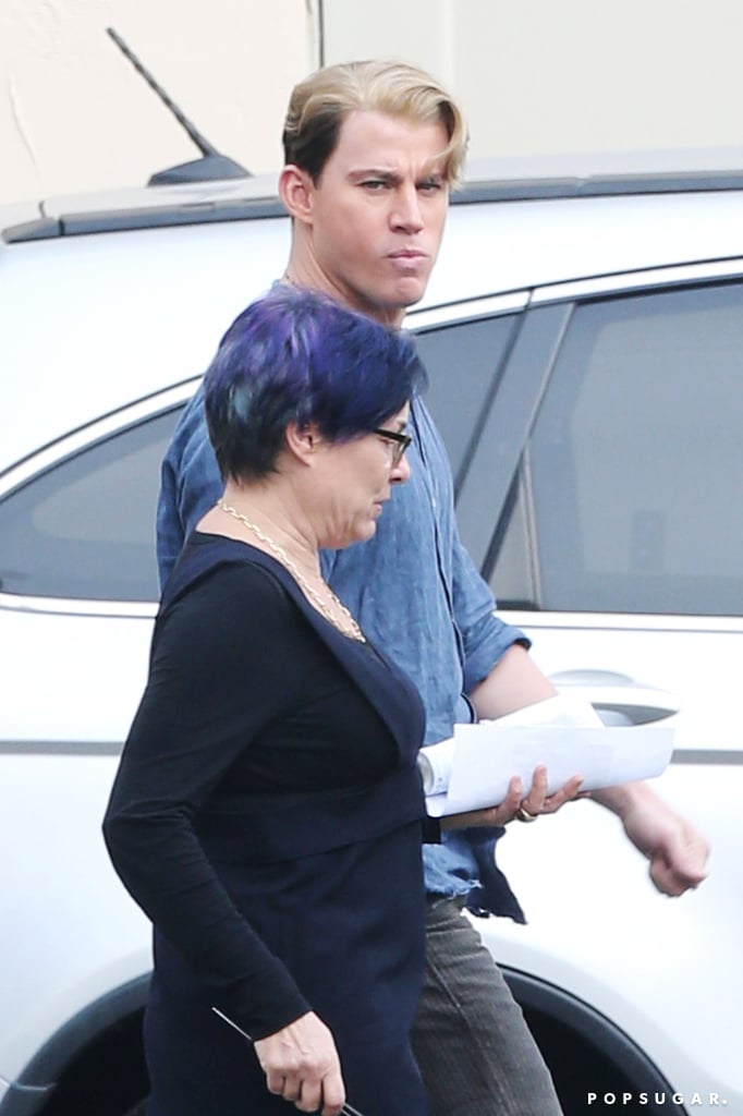 Channing Tatum sported blond hair and a '90s cut on the set of Hail, Caesar! in LA on Friday.