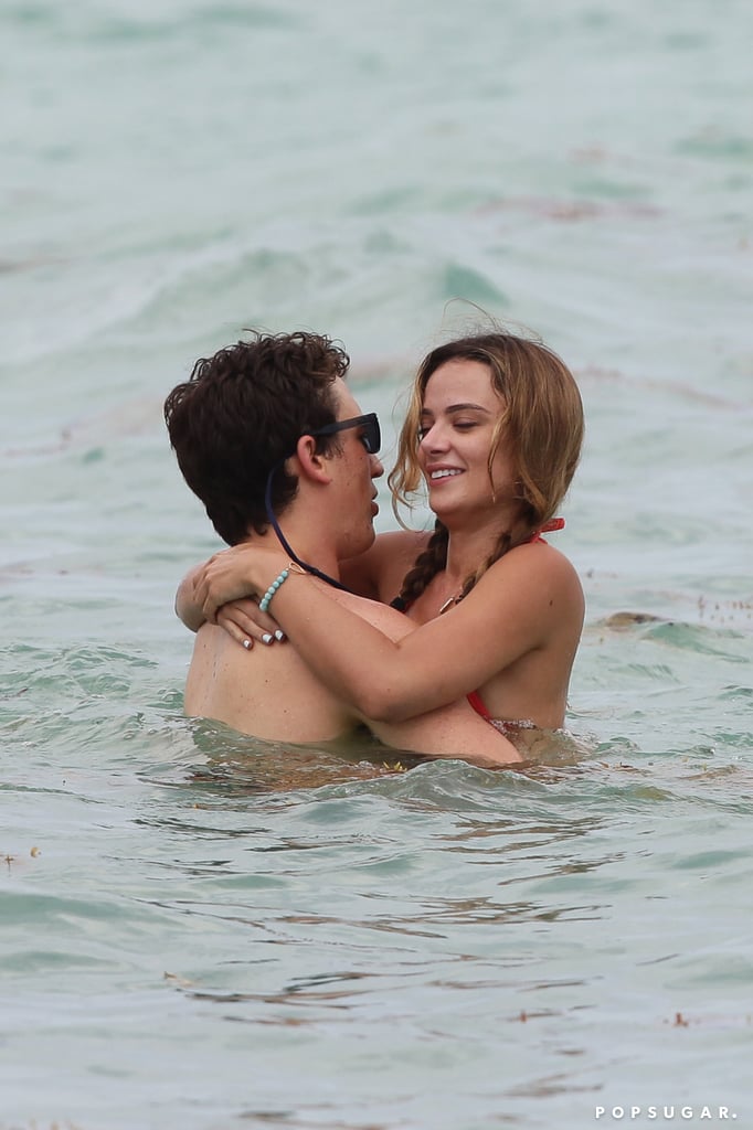 Miles Teller and His Girlfriend on the Beach in Miami