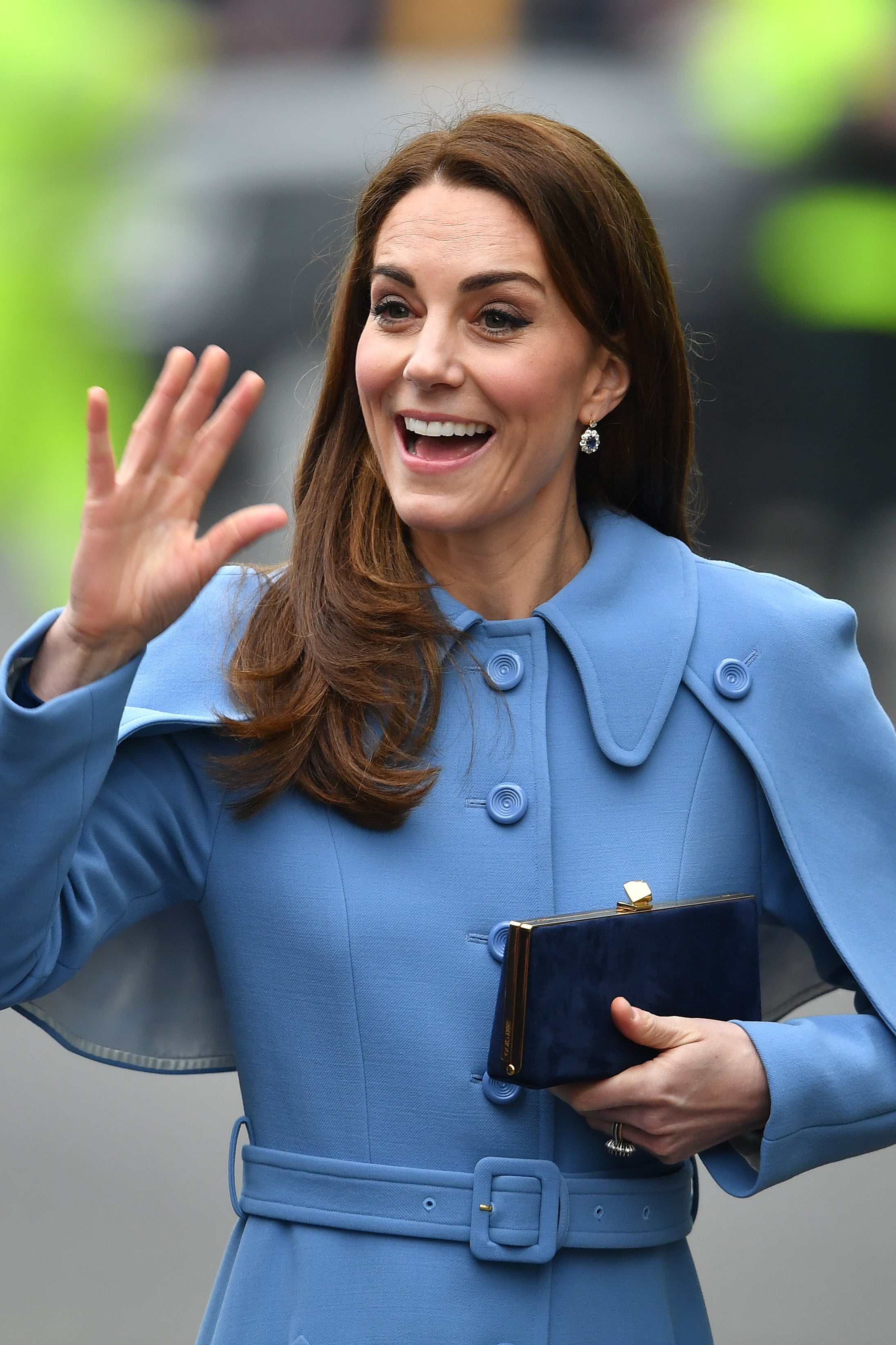 Blue mulberry cape coat outlet