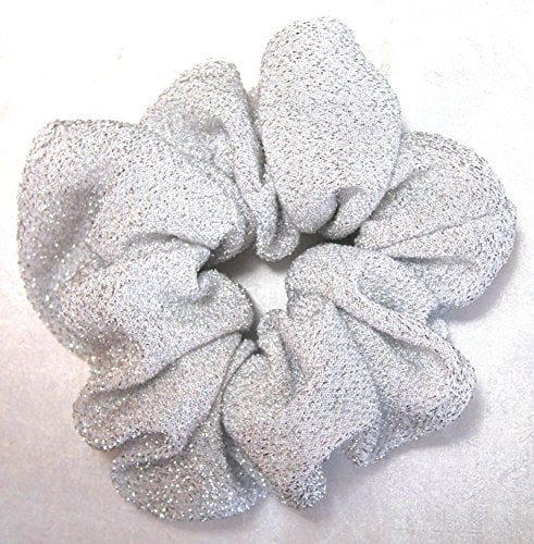White and Silver Sparkly Ponytail Holder