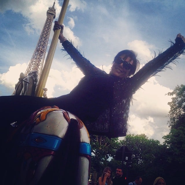 Kris Jenner posed in front of the Eiffel Tower. 
Source: Instagram user krisjenner