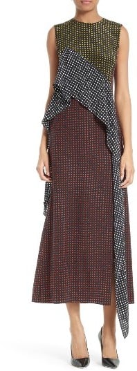 Diane von Furstenberg Ruffled Front Silk Midi Dress
