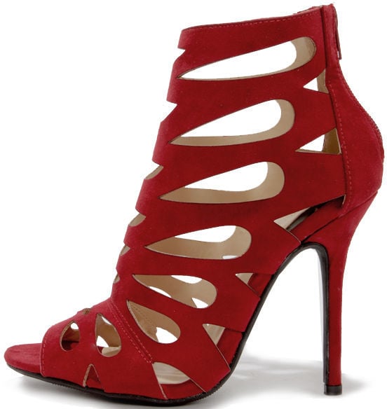 Lulu's Red Caged High Heel Sandals