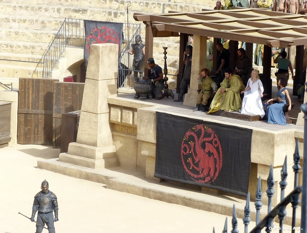 The sigil of House Targaryen announces Daenerys's presence.