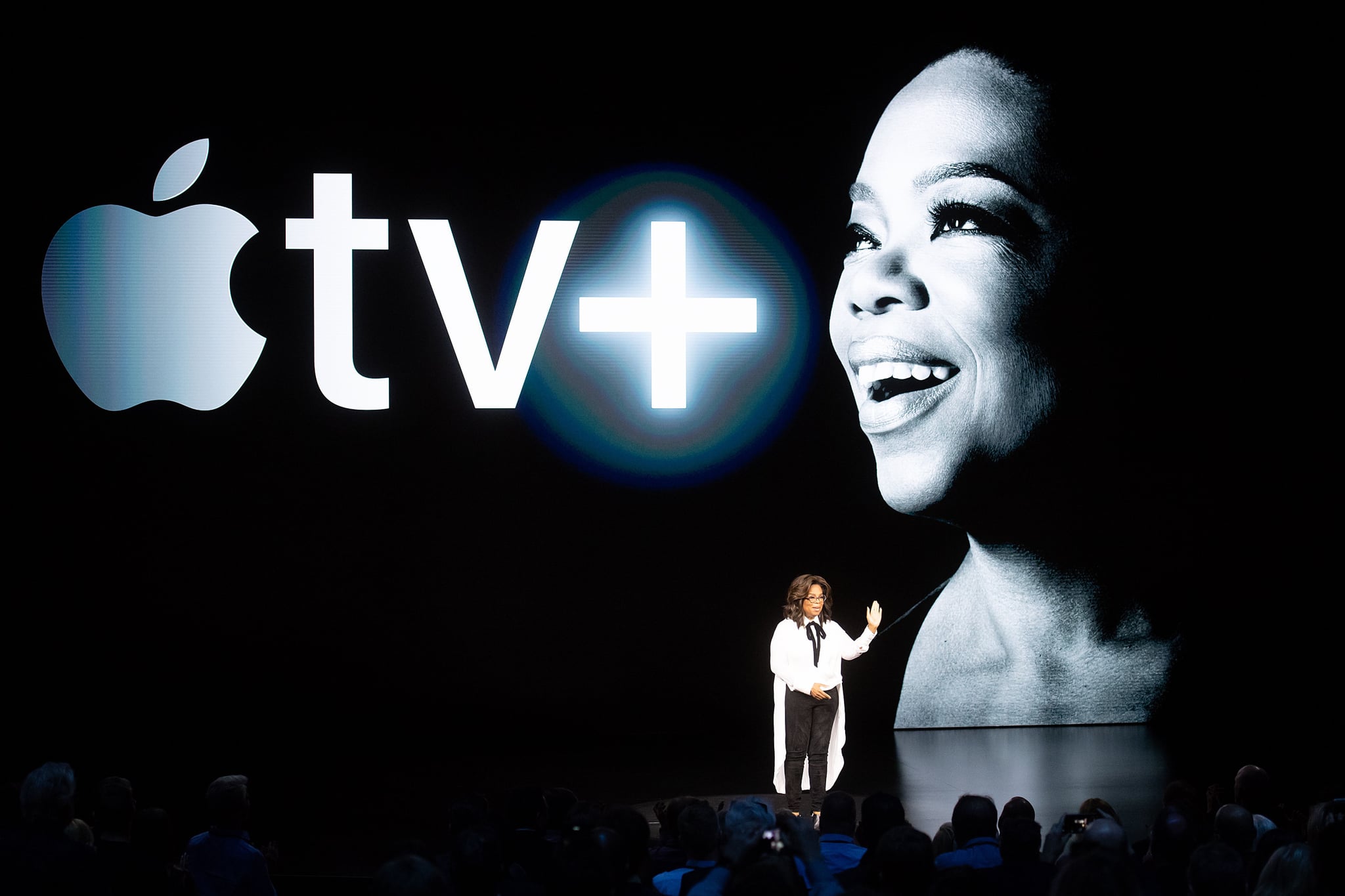 Oprah Winfrey speaks during an event launching Apple tv+ at Apple headquarters on March 25, 2019, in Cupertino, California. (Photo by NOAH BERGER / AFP)        (Photo credit should read NOAH BERGER/AFP/Getty Images)