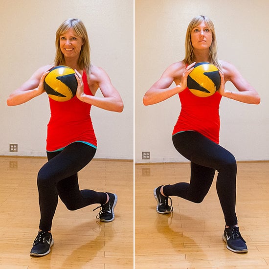 Crossover Lunge With Medicine Ball