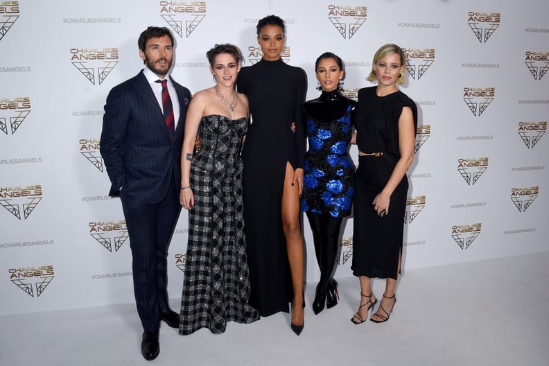 Sam Claflin, and Kristen Stewart, Ella Balinska, Naomi Scott, and Elizabeth Banks at the Premiere