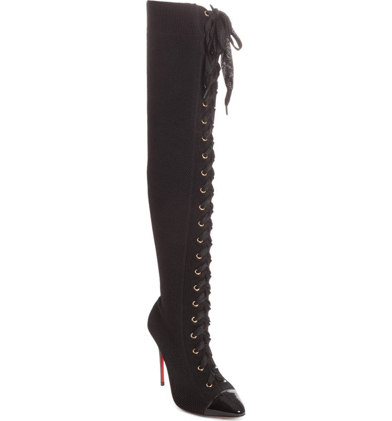 Christian Louboutin Frenchie Lace-Up Over the Knee Sock Boot