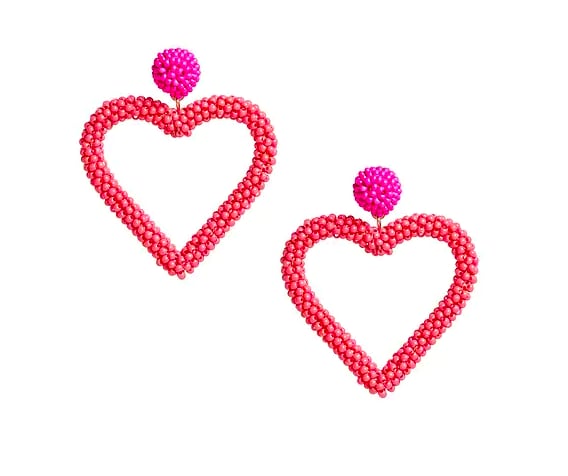 Beaded Heart Earrings