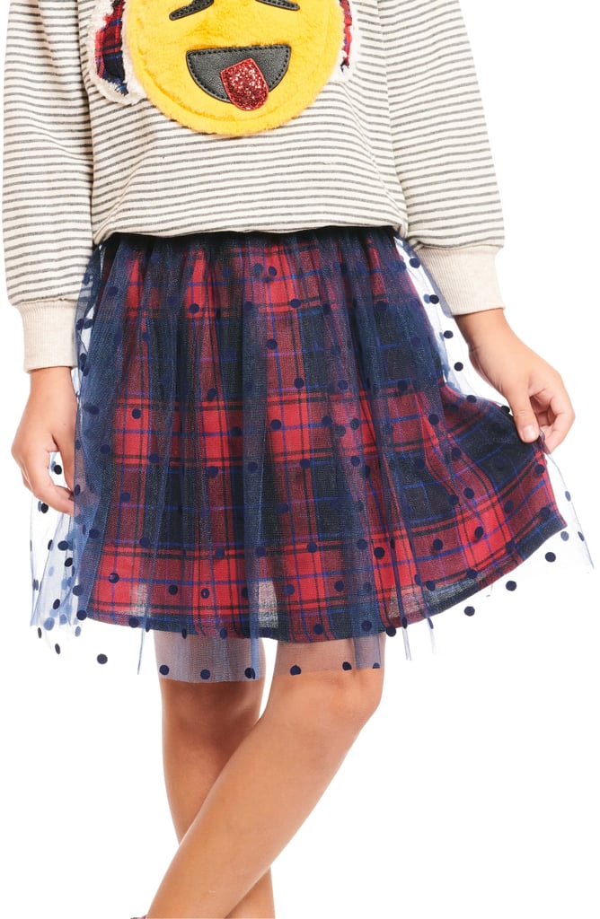 Truly Me Polka Dot Plaid Tutu Skirt