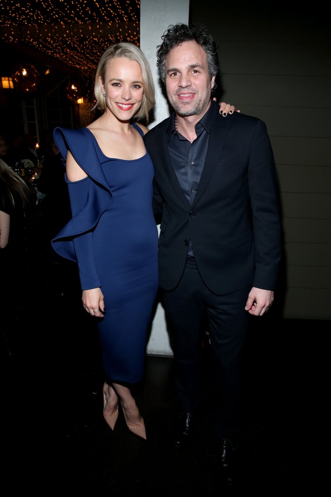 While she posed with Mark Ruffalo, we got a better view of the figure-flattering number — and her neutral-colored shoes.