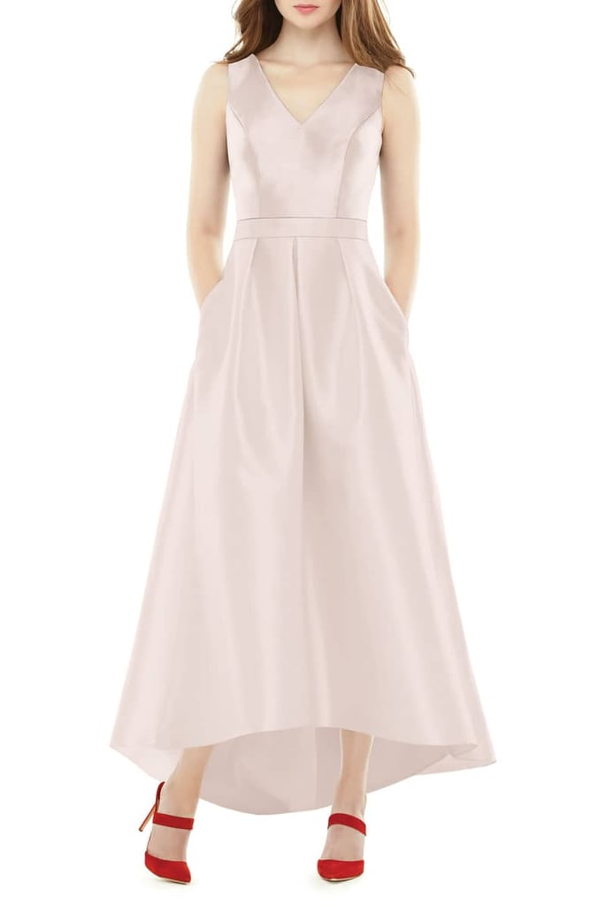 Alfred Sung High/Low Sateen Twill Gown