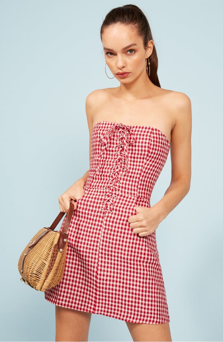 Reformation Sid Strapless Linen Minidress