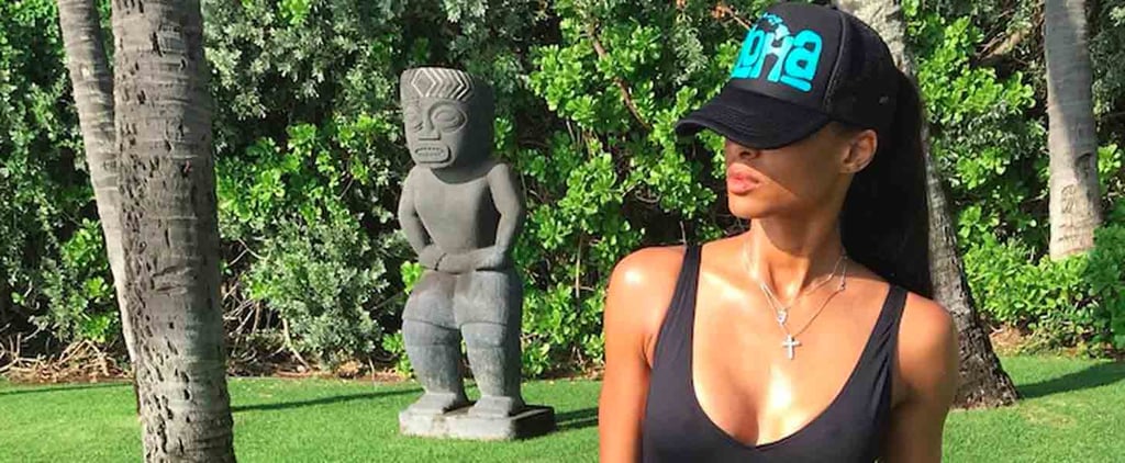 Ciara Wearing a Black One-Piece Swimsuit