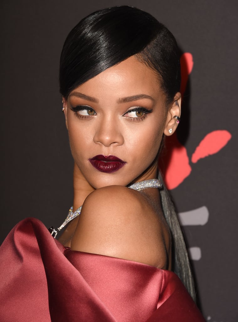 Rihanna smoldered in diamonds and dark lipstick.