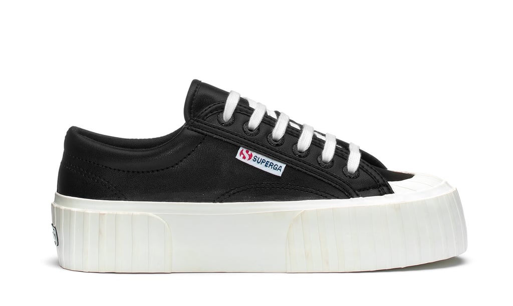 Superga 2631 Stripe Platform in Vegan Black Avorio