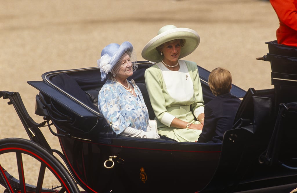 Pictured: Queen Elizabeth the Queen Mother, Princess Diana, and Prince Harry.
