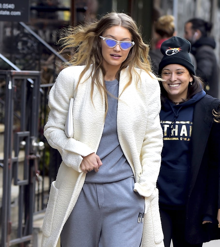 Gigi Hadid Monogrammed Sweatpants October 2016