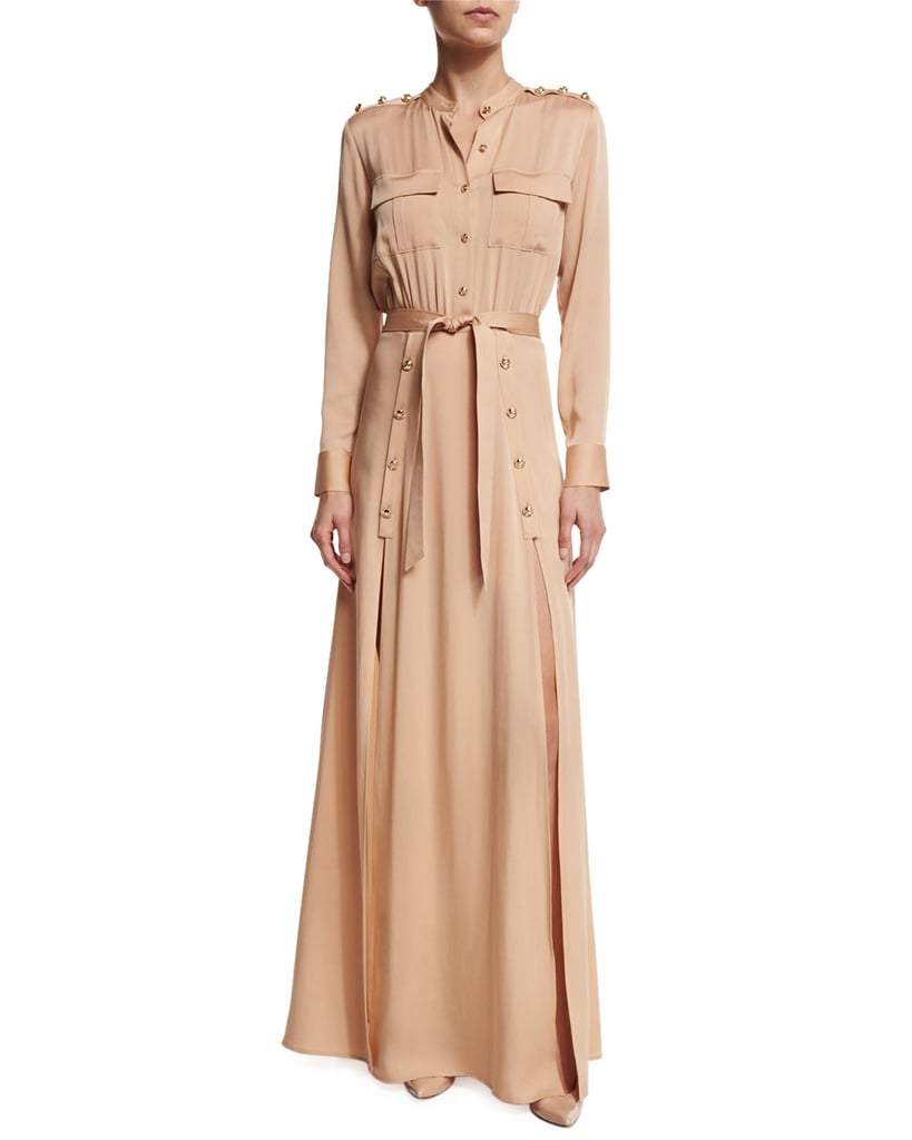 Self-Portrait Long-Sleeve Crepe Military Dress ($590)