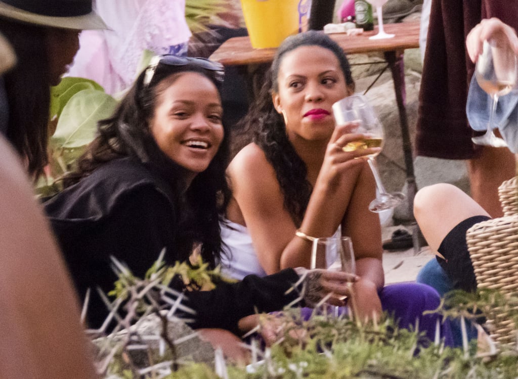 Rihanna partied with pals in St. Barts on Thursday.