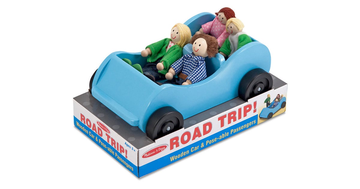 Melissa & Doug Kids' Road Trip! Wooden Car & PoseAble Passengers Wooden Toy Gifts For Kids