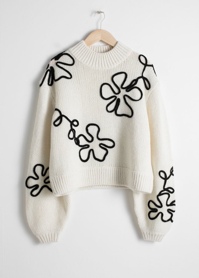 & Other Stories Wool Blend Floral Rope Jumper