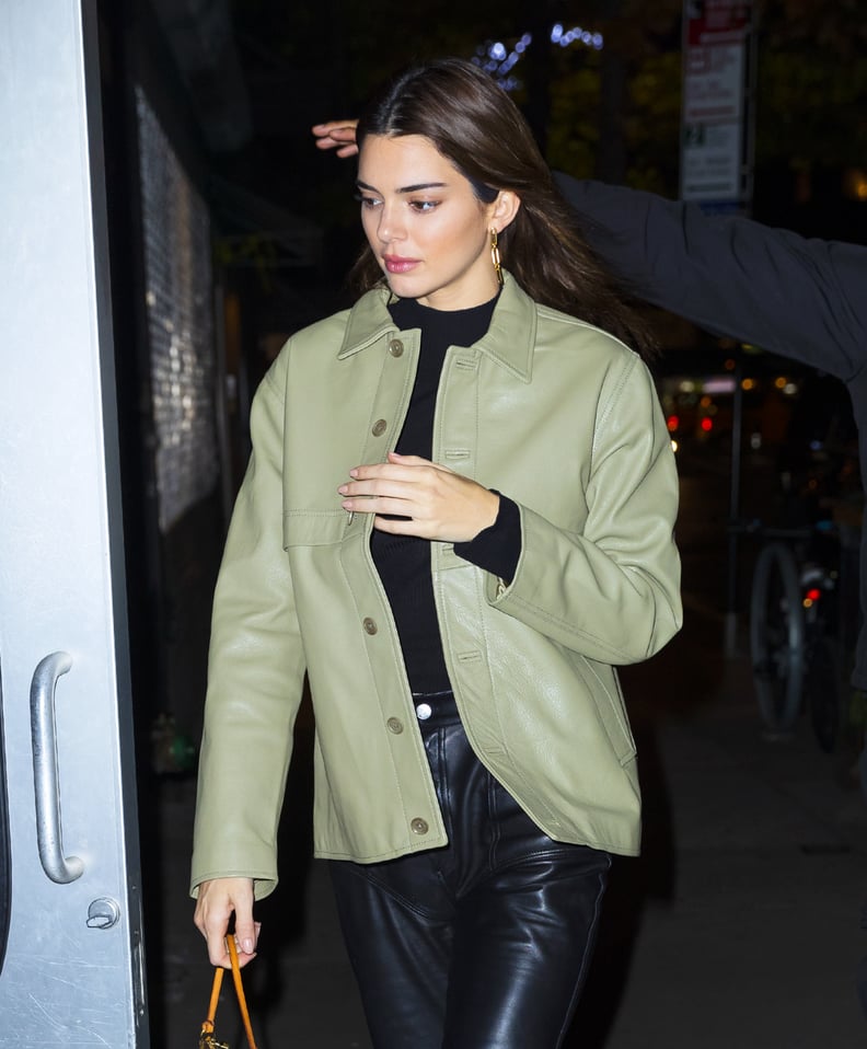 Kendall Jenner Wearing Leather For Dinner in NYC