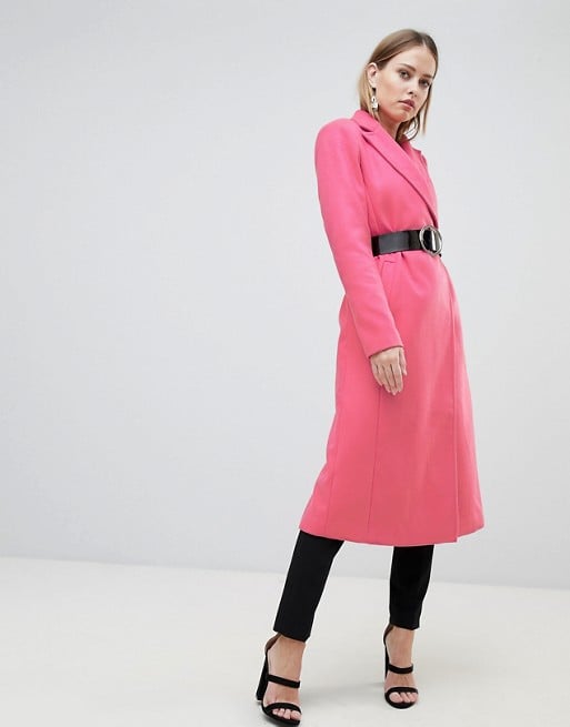 ASOS Shoulder Pad Belted Midi Coat