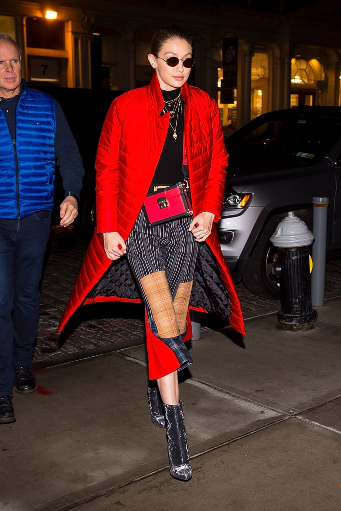 Gigi Hadid Wearing Plaid Pants