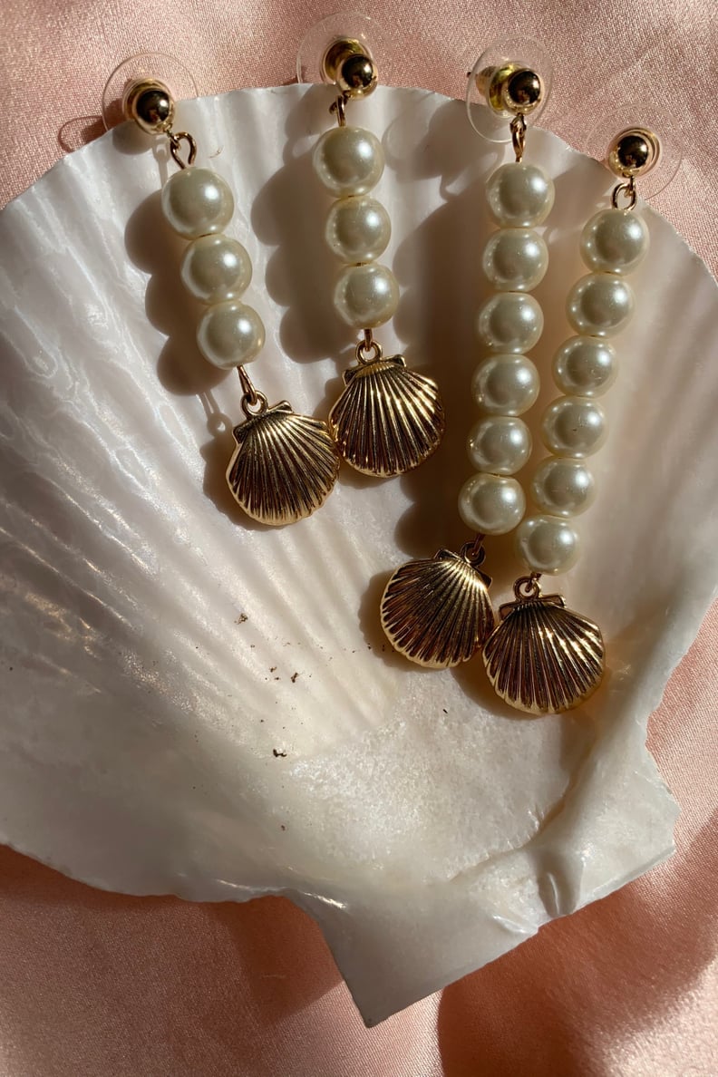 Dakota Jinx Closed Shell Pearl Drop Earrings