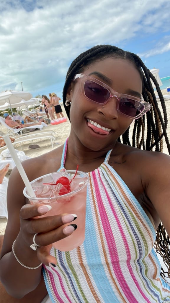 Simone Biles Celebrates Her Birthday in a Halter Dress